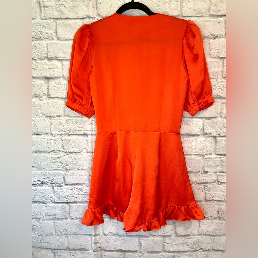 Alexis indir red satin ruffle tie romper - Picture 7 of 8